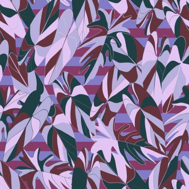Renkli yapraklar pürüzsüz desen. Organik yapraklar karikatür arka planı, basit moda şekilleri. 