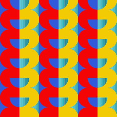 Vektör kusursuz desen, Bauhaus soyut geometrik arka plan. Baskı, afiş, kumaş, kart, ambalaj kağıdı, kapak kavramı.