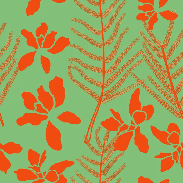 Vetor Floral Sem Costura Fundo Padrão Mimosa Pudica Deixa Ilustração — Vetor de Stock
