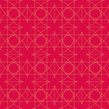 Kırmızı arkaplan, kehribar, altın ve morumsu şekilli, dikdörtgen ve daireler şeklinde geometrik bir desen içerir. Dinamik tasarıma simetri ekle