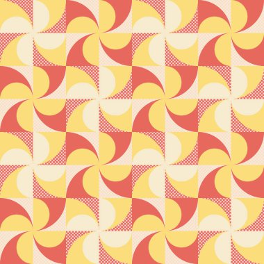 Beyaz arka planda, kırmızı ve sarı karelerin kusursuz deseni. Yüksek kalite.