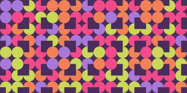 Modern vector abstract geometric seamless pattern. background with flowers and circles in retro scandinavian style. Abstract mosaic artwork. 