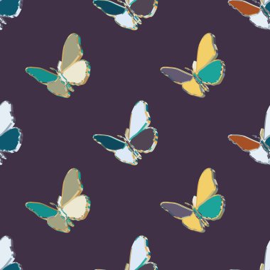 Kelebek 3 boyutlu kusursuz desen. 3 boyutlu illüstrasyon. Doğa modern duvar kâğıdı. 