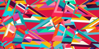 Üç boyutlu geometrik kusursuz desenli sanat tasarımı. Soyut yaratıcı geometrik bileşim. 