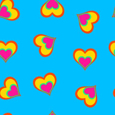 1970 'lerin saykodelik kusursuz deseni. İyi titreşimler kalp süsü. Hippi barışı ve aşkı. Acayip ve modası geçmiş bir kart. Tuhaf sanat. Hippi duvar kağıdı. 