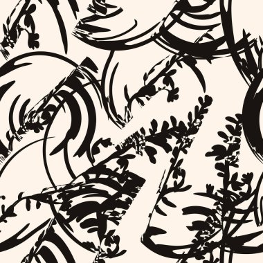 Fırça kıvrımlı çizgiler pürüzsüz desen. Scribble fırça darbeleri vektör arkaplan. El çizimleri, karalamalar, karalamalar. Vektör illüstrasyonu