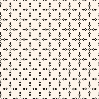 Basit minimalist geometrik kusursuz desen. Küçük çiçek şekilli, soyut monokrom alt yapısı. Dekor için ince tekrar tasarımı, yazdırma.