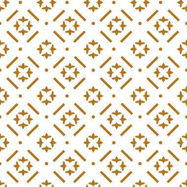 Kusursuz vektör altın desenli çiçek deseni. Şatafatın beyaz arka planını tekrarlaması. Kaliteli ambalaj kağıdı ya da ipek altın kumaş. Vektör sanatı.