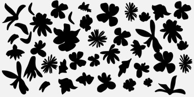 El çizimi siyah çizgili çiçekler beyaz arkaplanda izole edilmiş