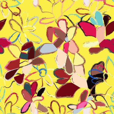 Çiçek fırçası darbeleri moda baskıları, grafikler, arka planlar ve el sanatları için pürüzsüz desen