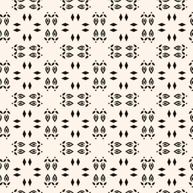 Basit minimalist geometrik kusursuz desen. Küçük çiçek şekilli, soyut monokrom alt yapısı. Dekor için ince tekrar tasarımı, yazdırma.