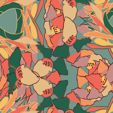 Çiçek fırçası darbeleri moda tekstil, grafik, arka plan ve el sanatları için pürüzsüz desen arka planı