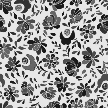 Güzel çiçeksiz desen. Vahşi çayır çiçekleri olan sevimli doğal bir arka plan. Bahar tekstili ve kumaş tasarımı için basit vektör baskısı. 