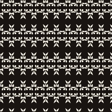 Basit minimalist geometrik kusursuz desen. Küçük çiçek şekilli, soyut monokrom alt yapısı. Dekor için ince tekrar tasarımı, yazdırma.