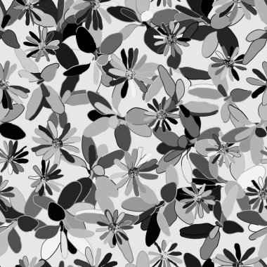 Basit, soyut, çağdaş, pürüzsüz desen. El çizimi çiçek ve yaprak şekilli doku. Tekrarlanabilir canlı boho izleri. Vektör illüstrasyonu. 