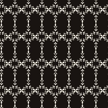 Basit minimalist geometrik kusursuz desen. Küçük çiçek şekilli, soyut monokrom alt yapısı. Dekor için ince tekrar tasarımı, yazdırma.