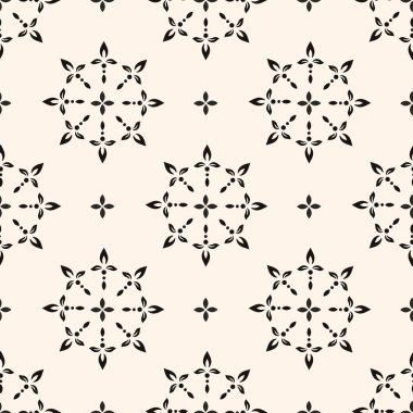Basit minimalist geometrik kusursuz desen. Küçük çiçek şekilli, soyut monokrom alt yapısı. Dekor için ince tekrar tasarımı, yazdırma.