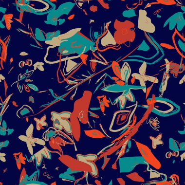 Moda tekstil, grafik, arka plan ve el sanatları için kusursuz desenli fırça darbeleri