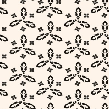 Basit minimalist geometrik kusursuz desen. Küçük çiçek şekilli, soyut monokrom alt yapısı. Dekor için ince tekrar tasarımı, yazdırma.