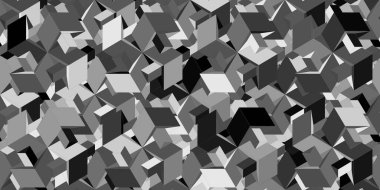 Üç boyutlu geometrik desen. Aromatik grafik, kusursuz arka plan. Gri tonlama basit arkaplan. Vektör çizimi. Vektör illüstrasyonu