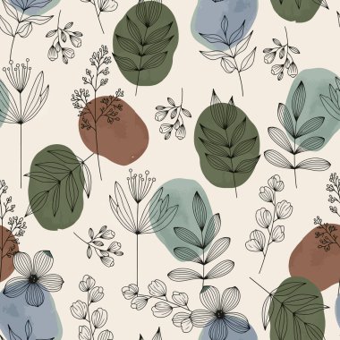 Işık arka planında kusursuz tekstil çiçek deseni var. Vektör illüstrasyonu