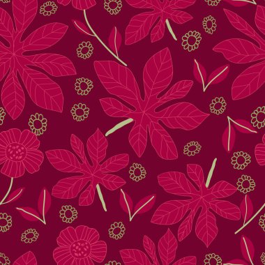 Yapraklı kusursuz desen. Kağıt, kapak, kumaş, iç dekorasyon ve diğer kullanıcılar için modern tasarım. Görkemli baobab vektör illüstrasyonunu bıraktı.