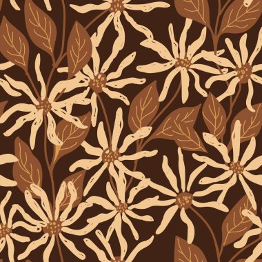 Çiçeksel fırça darbeleri pürüzsüz desen tasarımı. Amerikan cadı fındığı çiçekli dal ve hamamelis virginiana çiçeği. Kozmetik ve Tıbbi Tesis.