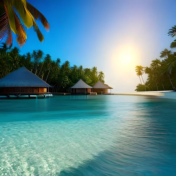 Hermosa Isla Tropical Con Palmera Coco Maldivas — Foto de Stock