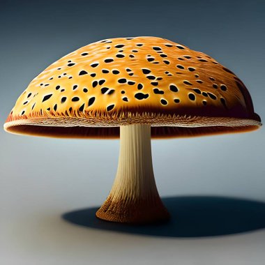 Siyah arka planda güzel sarı bir mantarın yakın plan çekimi.