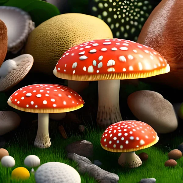 mushrooms, mushroom, amanita, fly, illustration