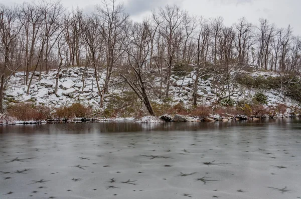 Thawing Ice on Sunfish Pond, New Jersey USA, Hardwick Township, New Jersey