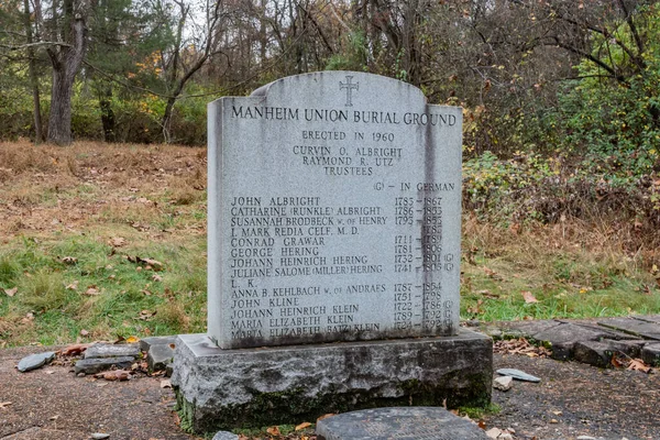 Historic Manheim Union Burial Grounds Codorus State Park Pennsylvania Usa — стокове фото