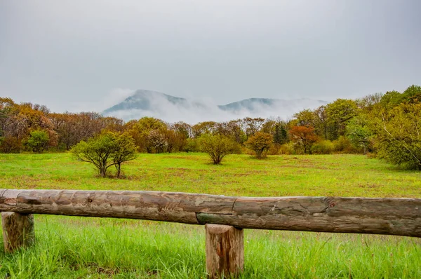 Old Rag Mountain from Skyline Drive on a Foggy Day, Shenandoah National Park Virginia USA, Virginia
