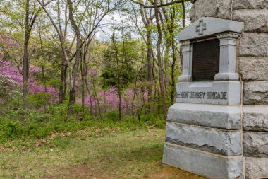 1. NJ Tugay Anıtı 'nda ilkbahar başlarında, Gettysburg Pennsylvania ABD, Gettysburg, Pennsylvania