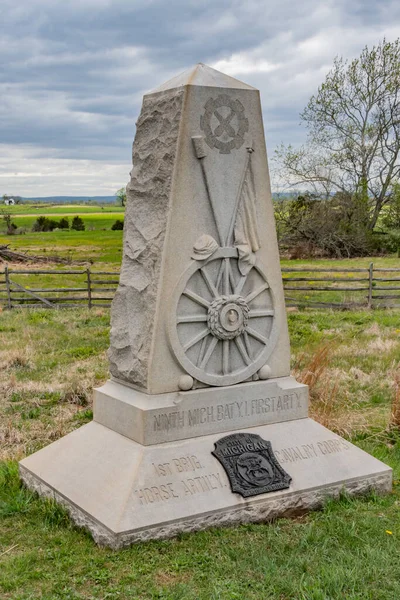 Monument 9Th Michigan Battery Gettysburg Pennsylvania Usa Gettysburg Pennsylvania — Stock Photo, Image