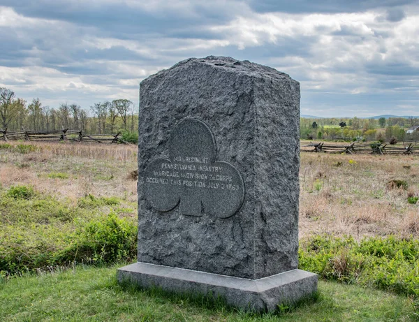 148 Піхотна Позиція Пенсильванії Marker Gettysburg Pennsylvania Usa Gettysburg Pennsylvania — стокове фото