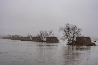 Wrightsville-Columbia Köprüsü 'nden Piers, Pennsylvania, ABD