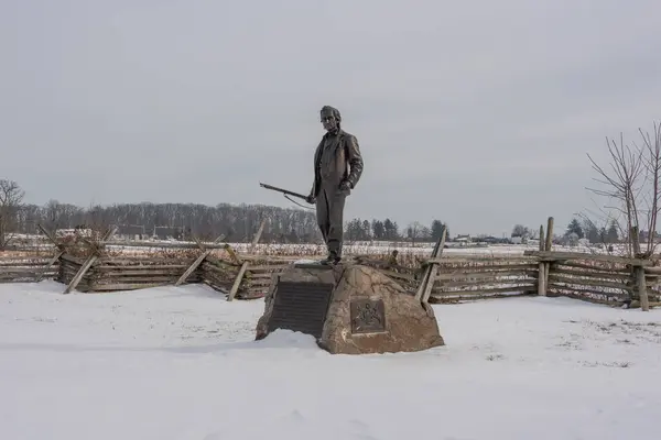 Monument John Burns Cold Winter Afternoon Gettysburg Pennsylvania Usa — Stock Photo, Image