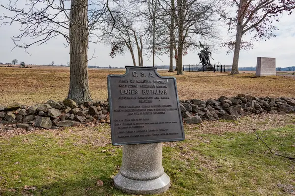Monument Lanes Battalion Monument Confederate Ave Gettysburg Usa — Stock Photo, Image