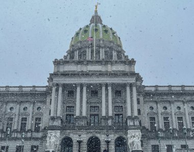 Harrisburg 'da Pennsylvania Eyalet Meclisi' nde Karlı Bir Gün
