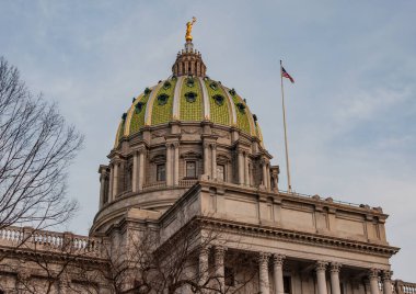 Pennsylvania Eyalet Başkent Kubbesi Sonbahar Öğleden Sonra, Harrisburg PA USA