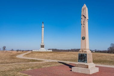 Antietam Savaş Alanındaki Anıtlar Kış Öğleden Sonra, Maryland, ABD