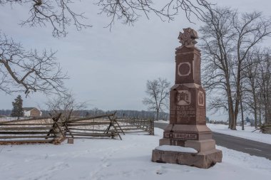 Stone Meridith Bulvarı Karlı Kış Günü, Gettysburg Pennsylvania ABD
