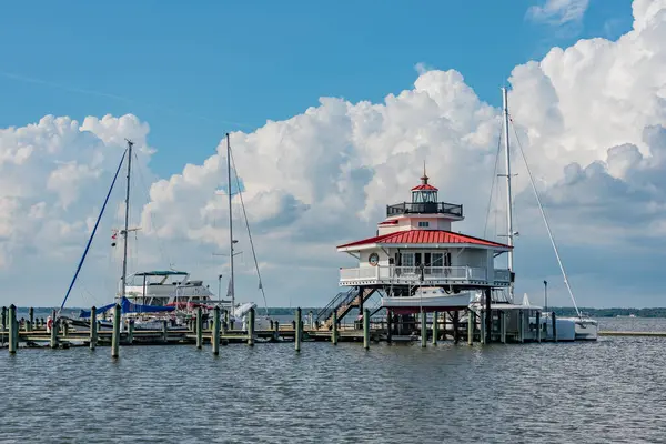 stock image Clouds Building over the Choptank River Lighthouse, Cambridge MD USA