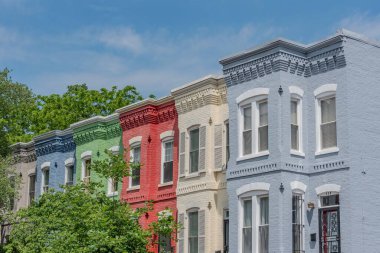 Renkli Row Evleri Bir Yaz Günü, Washington DC ABD