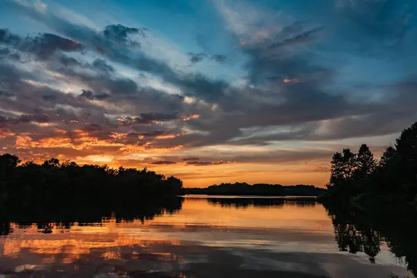 stock image Firey Sunset at Lake Marburg, Pennsylvania USA