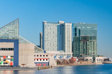 Baltimores İç Limanı Soğuk Aralık akşamı, Baltimore Maryland ABD