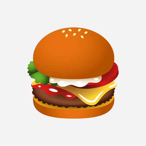 Hamburger Ikon Fast Food Concept Cartoon Sickle Vector Ikon Web — Stock Vector