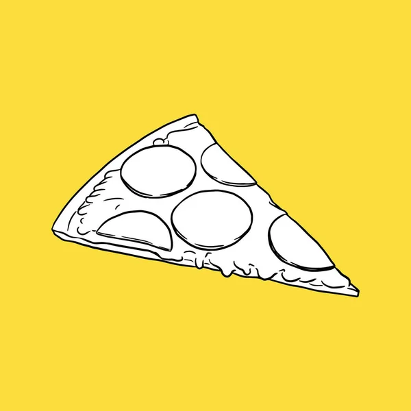 Подробный Ретро Рисунок Пиццы Ломтик Вектор — стоковый вектор