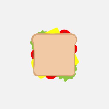 Sandviç İkonu. Fast Food Konsepti, Çizgi film.